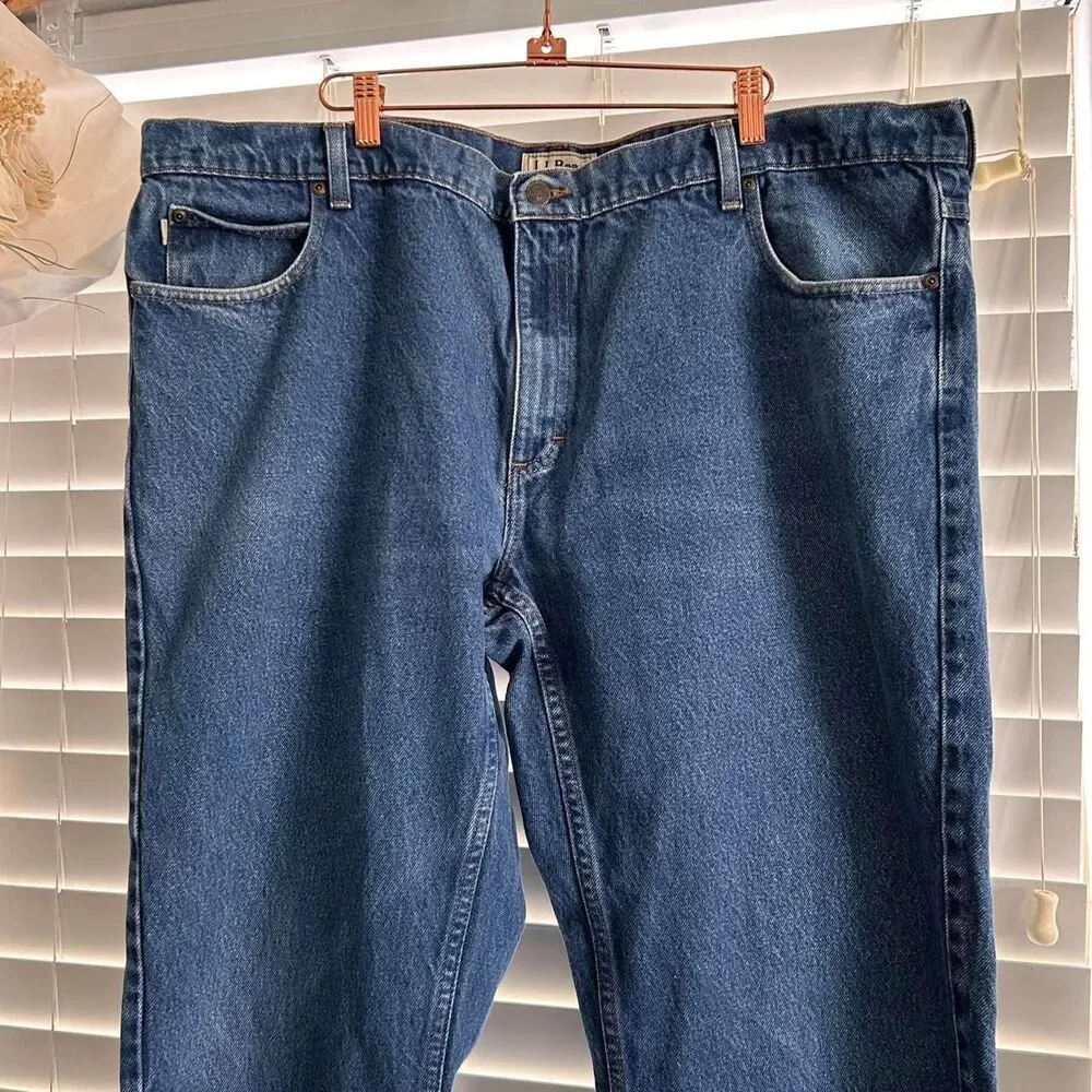 Vintage LL Bean Relaxed Dad Jeans 44x34 Dark Wash Denim Pants Men’s